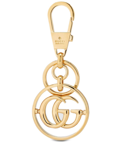 Gucci Double G Logo Keychain In Gold