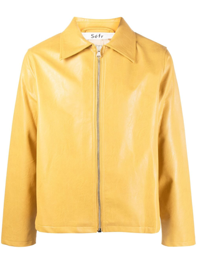 Séfr Truth Zip-up Faux-leather Jacket In Yellow