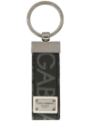 Dolce & Gabbana Coated Canvas Keychain With All-over Lettering Logo In Black