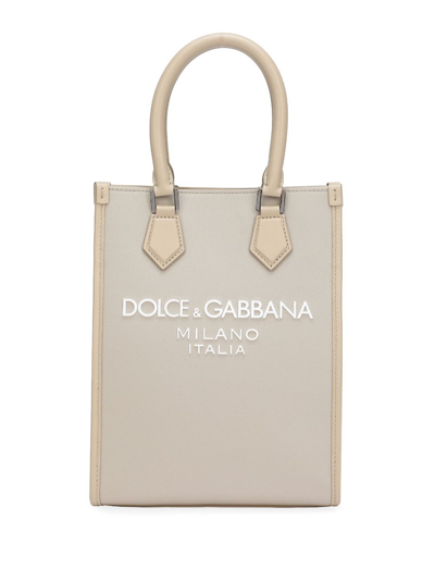 Dolce & Gabbana Logo-patch Nylon Shoulder Bag In Neutrals