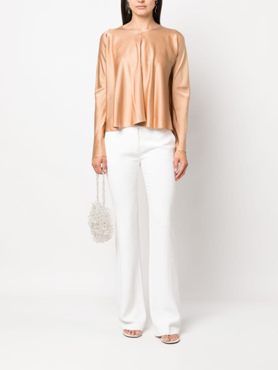 Forte Forte Draped Stretch Silk Blouse In Beige