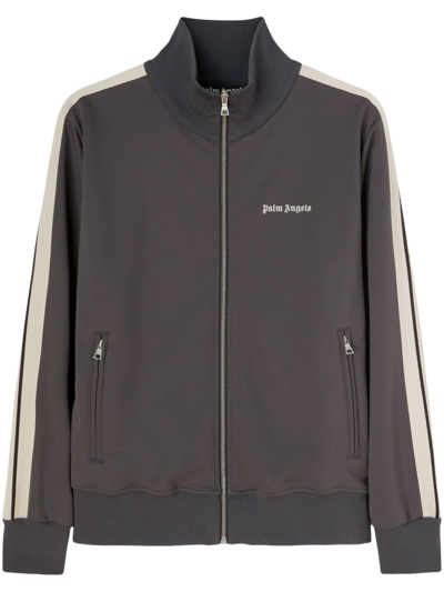 Palm Angels Logo-print Side-stripe Track Jacket In Grey