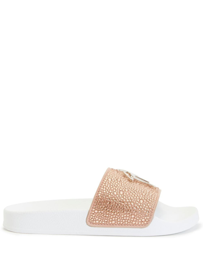 Giuseppe Zanotti Brett Embellished Slides In Pink