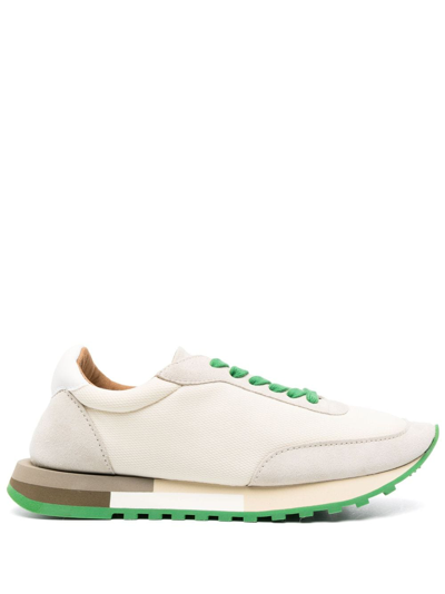 The Row Owen Color-block Mesh And Suede Sneakers In Ivory Green