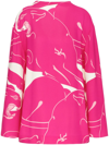 Valentino Panther-print Silk Blouse In Milk/pink Pp