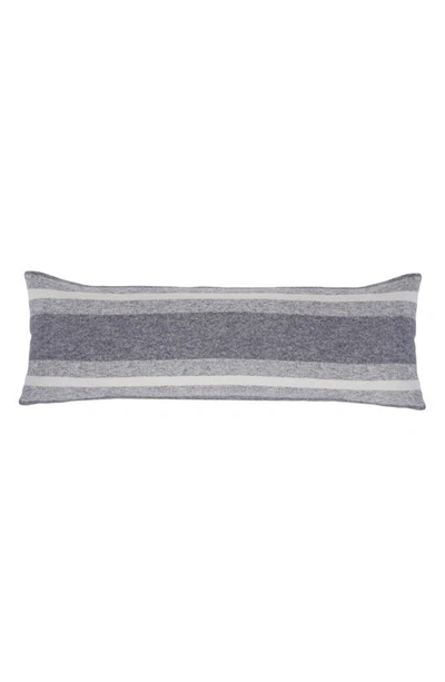 Pom Pom At Home Alpine Stripe Cotton Lumbar Accent Pillow In Grey Ivory