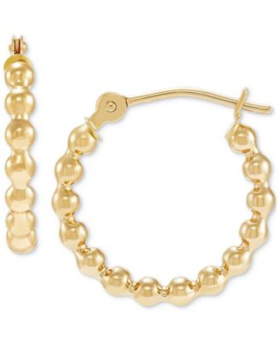 Macy's Polished Bead Tube Hoop Earrings Collection In 10k Gold