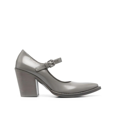 Prada 90mm Brushed Leather Pumps In Grey