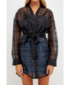 English Factory Check Button-up Shirt In Black