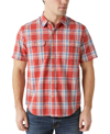 Lucky Brand Plaid Short Sleeve Cotton Button-up Workwear Shirt In Red Plaid