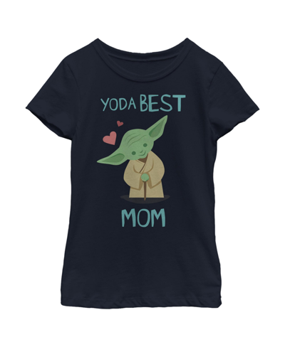 Disney Lucasfilm Girl's Star Wars: The Empire Strikes Back Mother's Day Best Mom Yoda Child T-shirt In Navy Blue