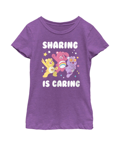 Care Bears Girl's  Sharing Is Caring Bears Child T-shirt In Purple Berry