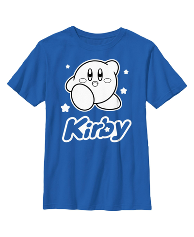Nintendo Boy's  Kirby Black And White Portrait Child T-shirt In Royal Blue