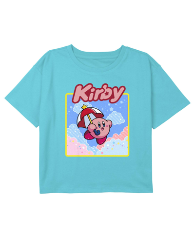 Nintendo Kids' Girl's  Kirby Flying Umbrella Portrait Child T-shirt In Blue