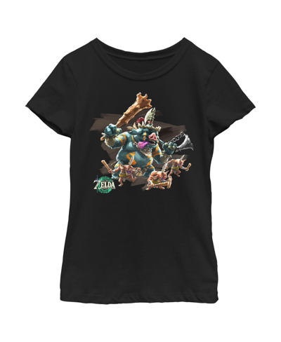 Nintendo Girl's  The Legend Of Zelda: Tears Of The Kingdom Blin Tribe Portrait Child T-shirt In Black