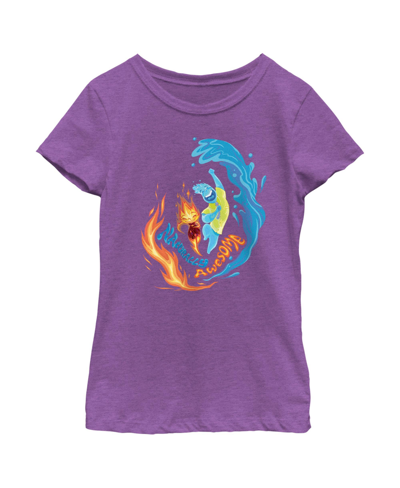 Disney Pixar Girl's Elemental Ember And Wade Naturally Awesome Child T-shirt In Purple Berry