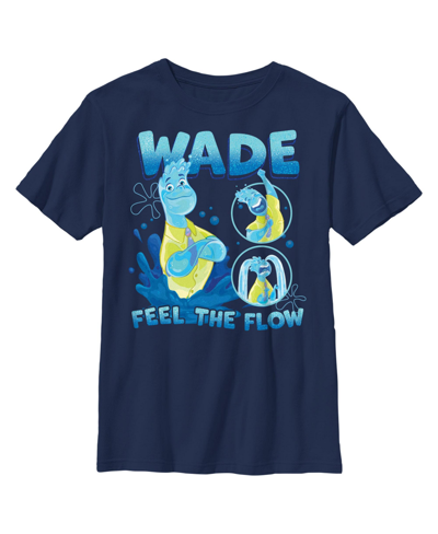 Disney Pixar Boy's Elemental Wade Feel The Flow Poster Child T-shirt In Navy Blue