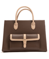 Like Dreams Veda Two-tone Buckle Medium Satchel Bag In Brown