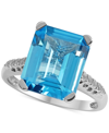 Macy's Blue Topaz (6 Ct. T.w.) & White Topaz (1/4 Ct. T.w.) Statement Ring In Sterling Silver In Blue Topaz