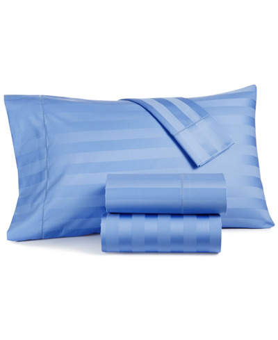 Charter Club Damask 1.5" Stripe 550 Thread Count 100% Cotton 4-pc. Sheet Set, Full, Created For Macy's In Cornflower