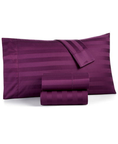 Charter Club Damask 1.5" Stripe 550 Thread Count 100% Cotton 4-pc. Sheet Set, California King, Created For Macy's In Mulberry