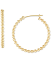 Macy's Polished Beaded Tube Small Hoop Earrings In 10k Gold, 25mm In Gold