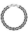 Macy's Men's Mariner Link Chain Bracelet In Sterling Silver & Black Rhodium-plate In Silver