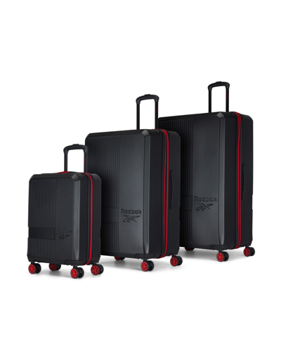 Reebok Jump Shot 3 Pieces 360-degree Spinner Luggage In Black
