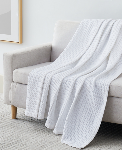 Southshore Fine Linens Cotton Waffle Weave Throw Blanket, 70" X 50" In White