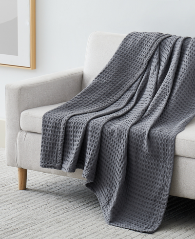 Southshore Fine Linens Cotton Waffle Weave Throw Blanket, 70" X 50" In Gray