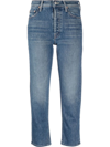 Mother Blue The Tomcat High-rise Cropped Jeans In Blue