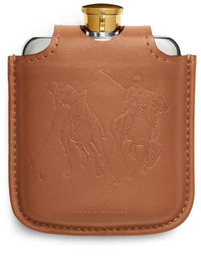 POLO RALPH LAUREN BROWN GARRETT LEATHER FLASK,68075878500220681995