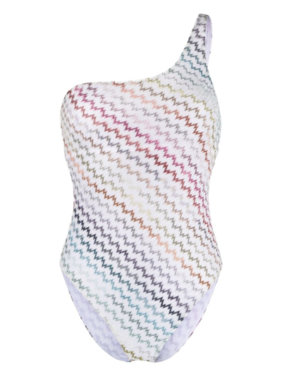 Missoni Zig-zag Knitted One-piece Swimsuit In White