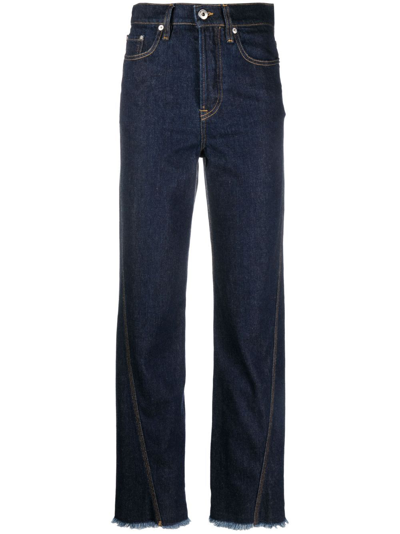 Lanvin Twisted Denim High Waist Straight Jeans In Azul