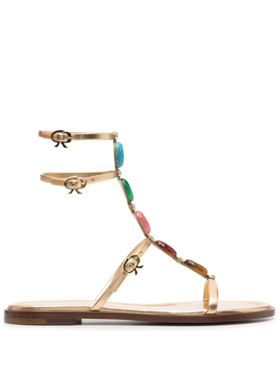 Gianvito Rossi Shanti Embellished Leather Sandals In Beige
