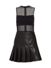 ALICE AND OLIVIA WOMEN'S CHARA MESH & FAUX LEATHER A-LINE MINIDRESS