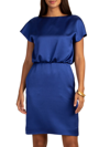 Trina Turk Amuse Satin Short Dress With V-back In Majorelle Blue