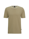 Hugo Boss Slim-fit T-shirt In Structured Cotton With Double Collar In Light Green
