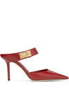 Jimmy Choo Nell 85 Embellished Leather Mules In Red