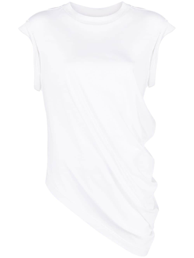 Alexander Mcqueen Asymmetric Cotton T-shirt In White