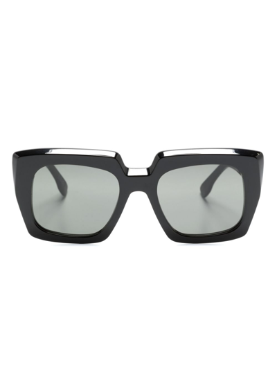 Retrosuperfuture Logo-print Square-frame Sunglasses In Black