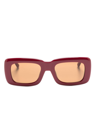 Attico Marfa Rectangle-frame Sunglasses In Red