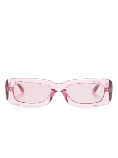 Attico Mini Marfa Rectangle-frame Sunglasses In Pink