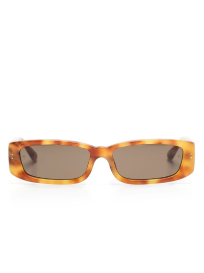 Linda Farrow Talita Rectangle-frame Sunglasses In Brown