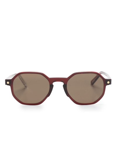 Snob Vot Round-frame Detachable-lenses Glasses In Red