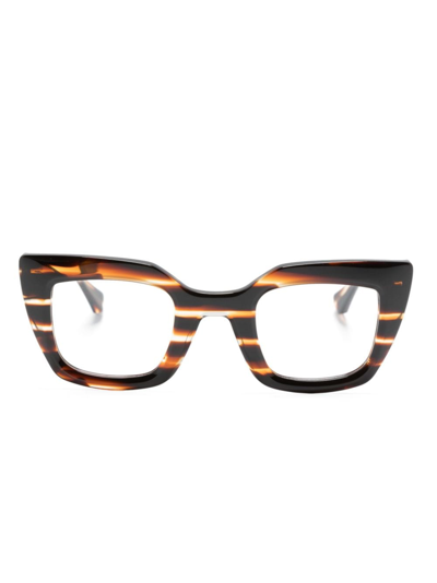 Gigi Studios Striped Cat-eye Glasses In Brown