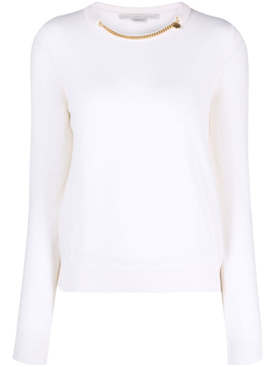 Stella Mccartney Chain-link Crew-neck Jumper In White