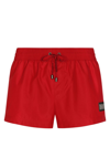 Dolce & Gabbana Logo-plaque Swim Shorts In Red