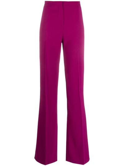 Pinko Flared High-rise Trousers In Bougainvillea Purple