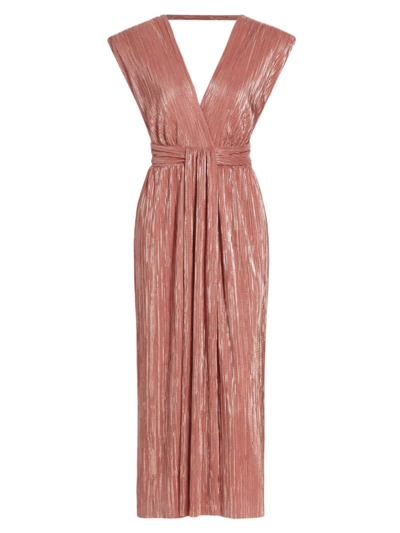 Sabina Musayev Women's Harvey Plunging Foil Midi-dress In Antique Rose